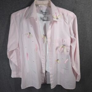 Vintage MiLi Designs 2 Pc Set Pink Gingham Dragonfly Embroidered Shirt Tank 90s